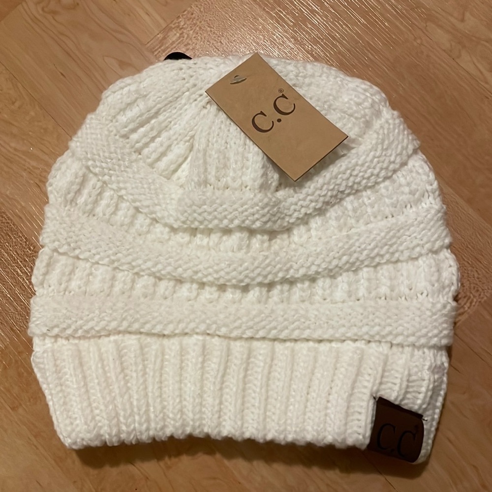 White CC beanie